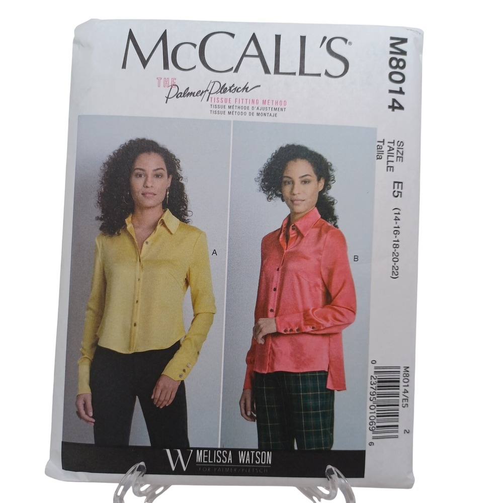 McCalls M8014 Melissa Watson Shirt Sewing Pattern Size 14-22 Palmer Pletsch